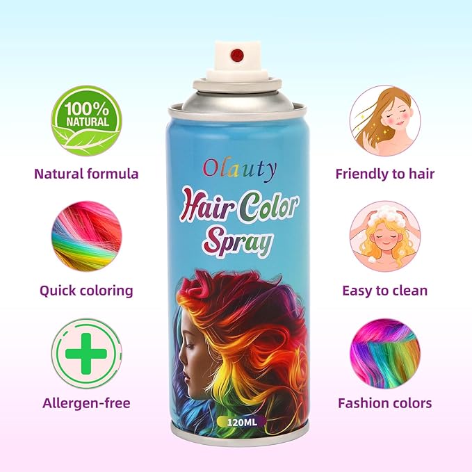 Red Hair Spray, Temporary Hair Color Spray for Women, Men, Kids, One-Time Use Washable Hair Dye, Natural Hair Color Wax for Christmas, Hallowen, Cosplay, Festival Party Costume Makeup, DIY (Red)