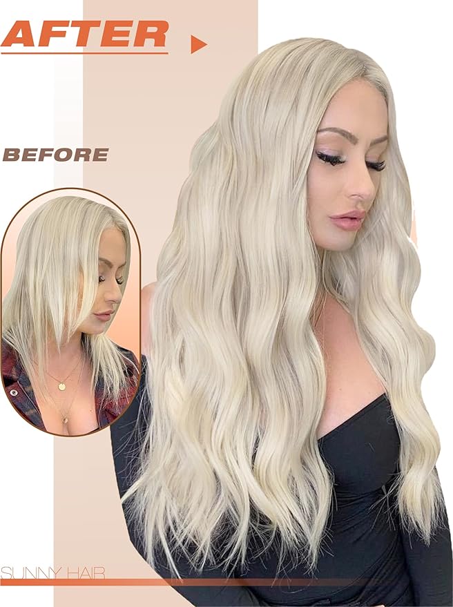 Sunny Hair Tape in Hair Extensions Human Hair 18inch Hair Extensions Real Human Hair Tape in Extensions for Women Platinum Blonde Invisible Natural Straight Skin Weft Double Sided Tape 40pcs 100g