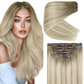 Ve Sunny Clip in Hair Extensions Ombre Remy Hair Extensions Clip in Extensions Real Human Hair for Women Short Ash Grey Balayage Platinum Blonde 5pcs 80g 12 inch