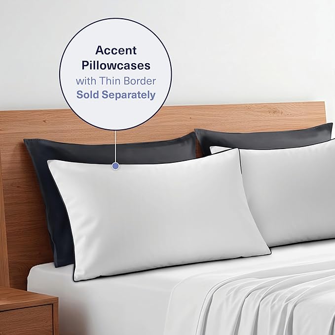 Kickoff Viscose Bamboo Pillowcase, Standard, Set of 2, 100% Organic Hidden Zippered Viscose Bamboo Pillow Case Standard Size, Cooling Pillow Cover for Hot Sleepers (20"x26", Onyx Black)