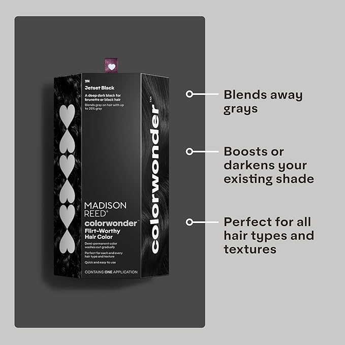 Madison Reed colorwonder Demi-Permanent Hair Color, Effortless At-Home Hair Dye, Ammonia-Free, Cruelty-Free, Jetset Black (2N True Black), Pack of 1