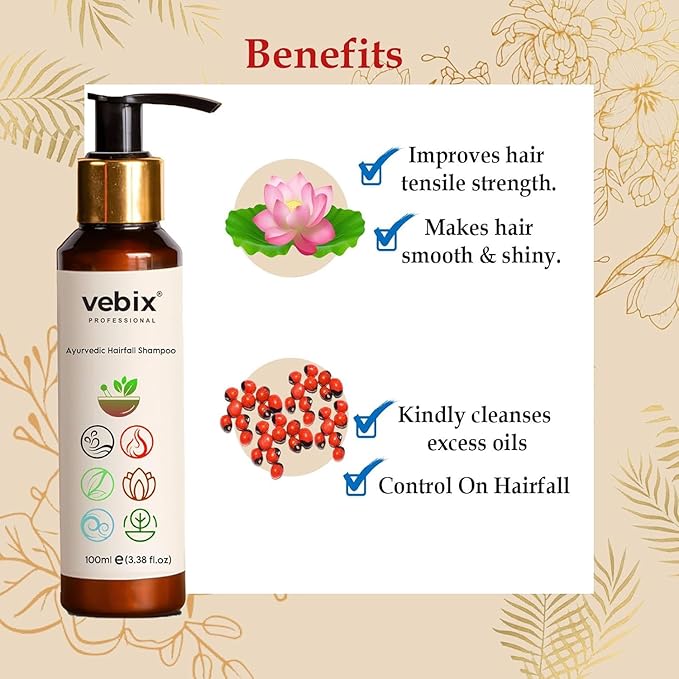 VebixProfessional Customized HairFall Control Regimen All Hair-Ayurvedic 2 Product Kit- Anti Hairfall Shampoo & Hair Keratin Conditioner - All Hair Types, (6.76 Fl.oz)