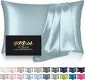 Silk Pillowcase for Hair and Skin, Mulberry Silk Pillow Cases King Size, Anti Acne Cooling Sleep Both Sides Natural Silk Satin Pillow Case Covers with Hidden Zipper, Gifts for Women Men, Aqua Blue