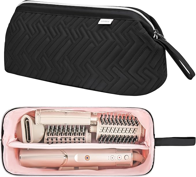 Leudes Hair Tools Travel Bag for Shark Flexstyle Carrying Case Portable Shark Hair Air Wrap Dryer Case Waterproof Dustproof Flat Curling Iron Travel Organizer (Black)