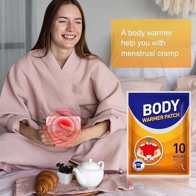 Body Warmers Heat Patches, Adhesive Heating Patches Disposable, Portable Instant Hot Packs Lasting up to 10 Hours, Travel Size Heat Pads on Cruise- 20 Packs