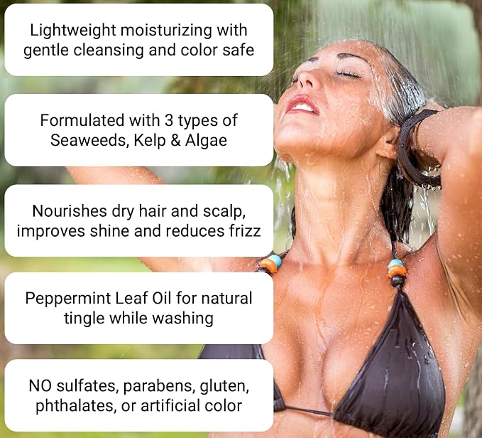 Shampoo and Conditioner Set - Seaweed Hydrating Shampoo and Sea Kelp Daily Conditioner to nourish dry damaged hair, repair and bond damange and reduce frizz