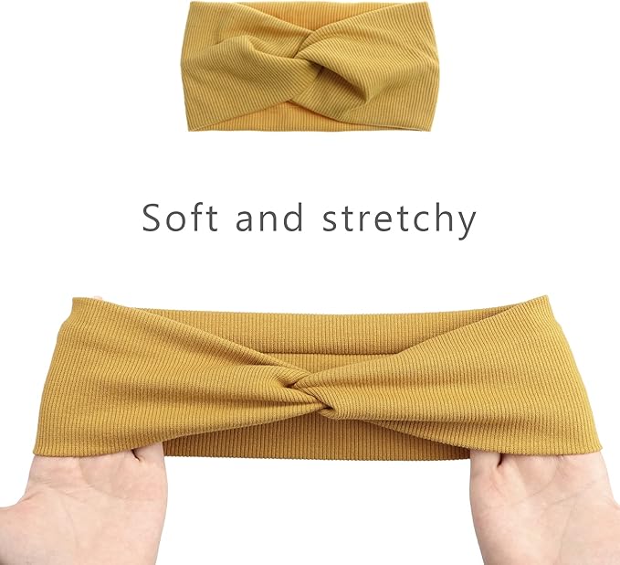 DRESHOW 8 Pack Headbands for Women Yoga Knotted Headbands Elastic Criss Cross Hair Accessories Sports Head Wrap Non Slip