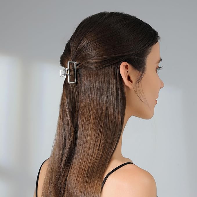 CWJCYTNSN Small Silver Hair Clips, 10Pcs Metal Simple Hair Claw Clips for Women Thick Thin Hair, Non-Slip Hair Clips for Women and Girls, Strong Hold Hair Accessories