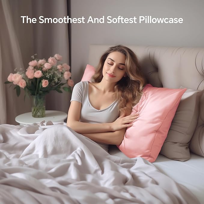 INFIIXSO Mulberry Silk Pillowcase for Hair and Skin, Silk Pillow Cases Queen Size with Hidden Zipper 20"x30", Extraordinary Smooth and Soft Cooling Pillow Cases for Hot Sleepers(Blush Pink, 1 Pack)