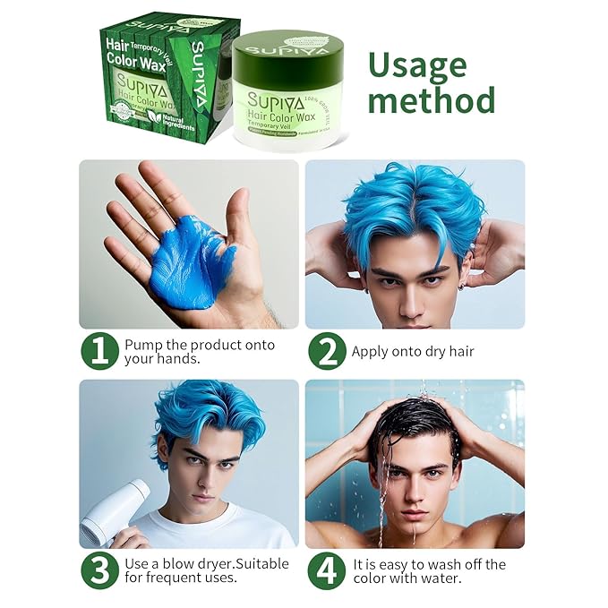 Red Temporary Hair Color Wax for Men or Women- SUPIYA Washable Red Hair Wax Color for Kids, All-Day Hold Disposable Hair Dye for Christmas, Cosplay & Daily (Cabernet Color #94)
