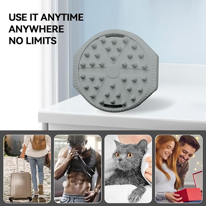 Silicone Body Scrubber as Stocking Stuffers, Dual-Sided Silicone Loofah for Shower, Exfoliating Body Brush Scrubber for Men and Women for All Skin, Scalp Massager Lather Well＆Easy to Clean (Gray)
