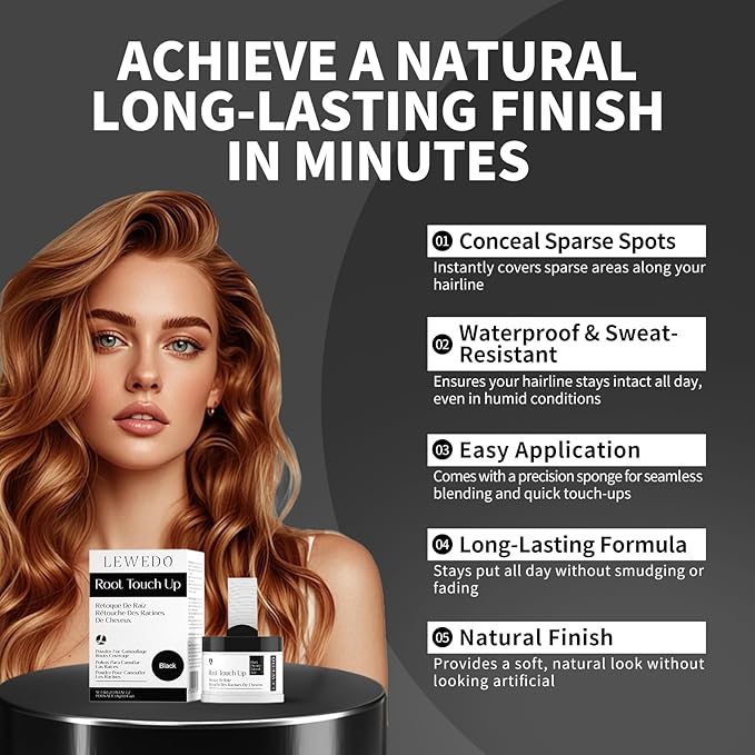 Hairline Powder 24H Stain-Proof, Root Touch Up Hair Color for Gray Coverage,Bald Spot Concealing Hair Shadow Powder for Women & Men,Natural-Looking (Medium Blonde)