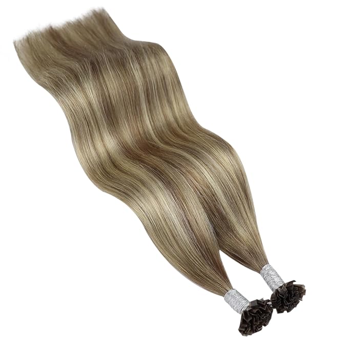 YoungSee Human Hair K Tip Hair Extensions Balayage Light Brown and Platinum Blonde Ktips Remy Hair Extensions 1G/S 50G 20In