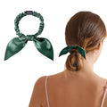 THXSILK Hair Silk Scrunchies with Bow for Women Pure Mulberry Silk Hair Cute Ring Ties Scrunchies for Girls Women's Thick Hair, Emerald Green, 2.8"