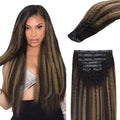Lashey Seamless Clip in Hair Extensions Human Hair 110g 7pcs Kinky Straight Natural Black Mixed Chestnut Brown Clip insHair Extensions for Black Women 24 Inch Human Hair Clip in Extensions