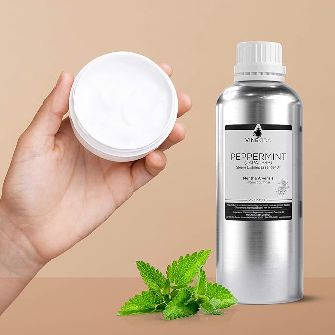 VINEVIDA Peppermint Japanese Essential Oil 32 oz - Undiluted Peppermint Oil 32 oz - Peppermint Candle Oil Scent - DIY Candle Scents for Candlemaking - Bulk Essential Oil for Soap Making Safe for Skin