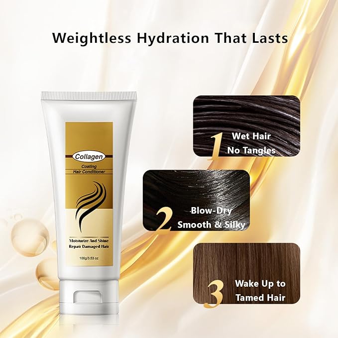 Collagen Hair Mask Deep Repair - Protein Hair Treatment with Argan Oil for Dry & Damaged Hair, Intensive Conditioning Hair Mask Essence for All Hair Types, 3.5oz
