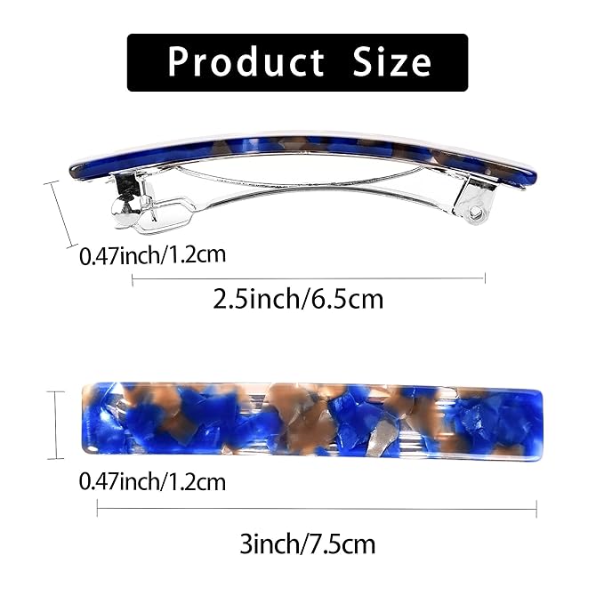 Fsmiling Hair Barrettes for Women French Hair Barrette Clip Small Acetate Hair Clips Barrette No Slip Hair Accessories 3-Pack