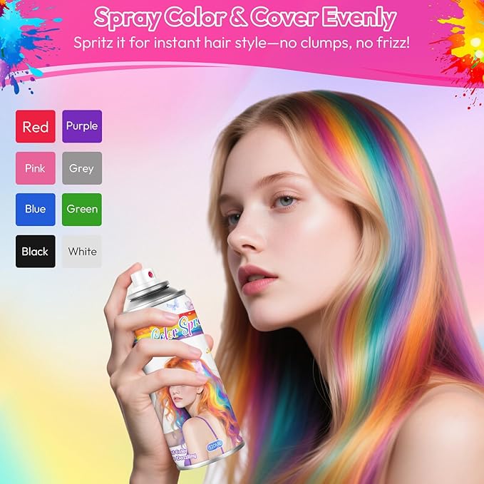 Grey Temporary Hair Color Spray for Kids & Women- Washable Root Touch Up Hair Dye, Non-Sticky Hair Wax for Christmas,Cosplay,Parties (120ML, Grey)