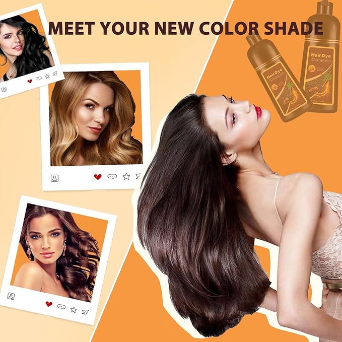 Hair Dye Shampoo Blonde Brown, 3 in 1 Long-Lasting Hair Color Shampoo with Herbal Ingredients, Instant Natural Color, Easy Application at home for Women Men 16.9 Fl Oz