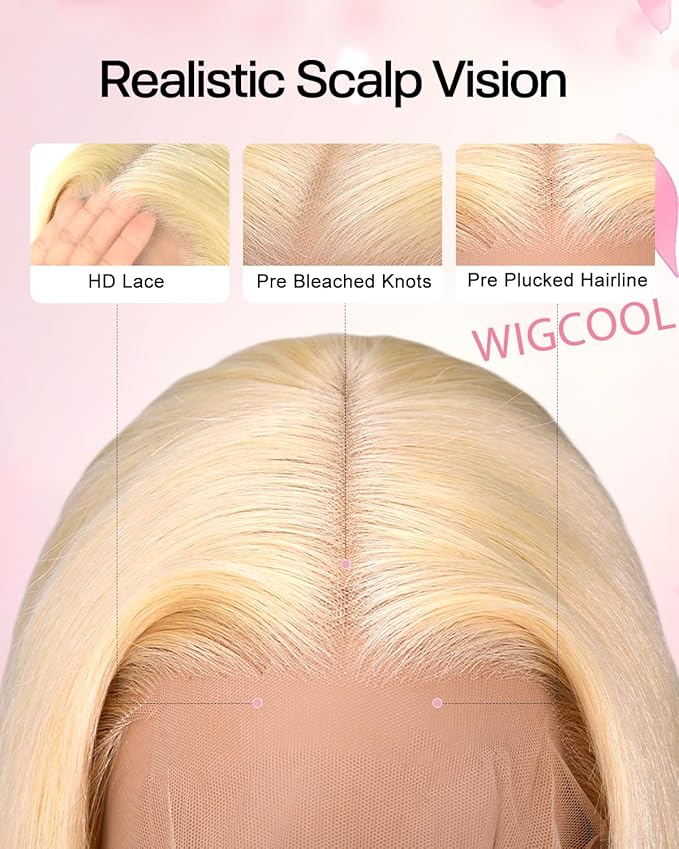 613 13x6 Lace Front Wig Human Hair Straight Blonde Wig Human Hair 613 HD Lace Frontal Wigs 180 Density No Synthetic Blend No Tangle No Shedding Triple Lifespan 3X 100% Real Human Hair 24 Inch