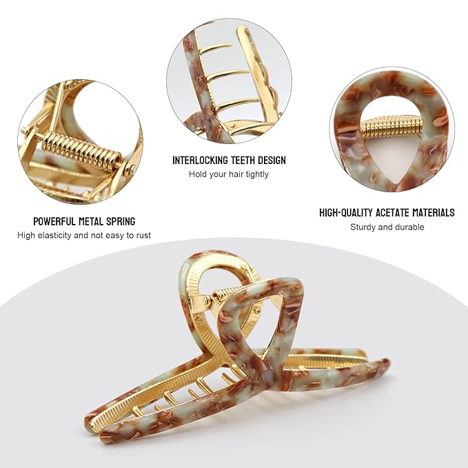 Large Claw Clips - Metal Hair Clips for Women - Gold Claw Clip for Thick Hair - Strong Hold Big Claw Clips for Women Girls - Bule