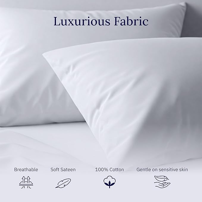 CALIFORNIA DESIGN DEN Luxuriously Soft Hotel Quality 600 Thread Count, 100% Cotton Set of 2 Cases, Crisp & Cool Light Gray Pillow Cases Standard Fits Standard & Queen Pillows (Light Gray)