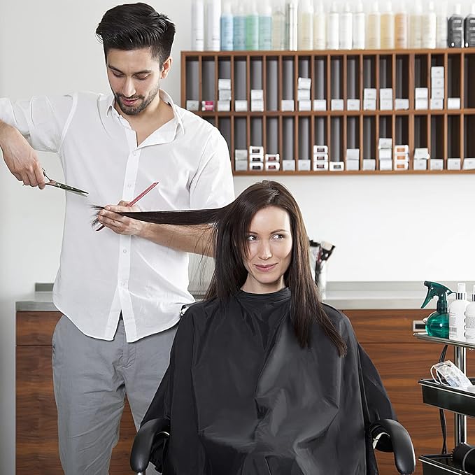 Professional Salon Barber Cape for Men/Women - Hairdressing Waterproof Hair Cutting Cape with Adjustable Snap Closure