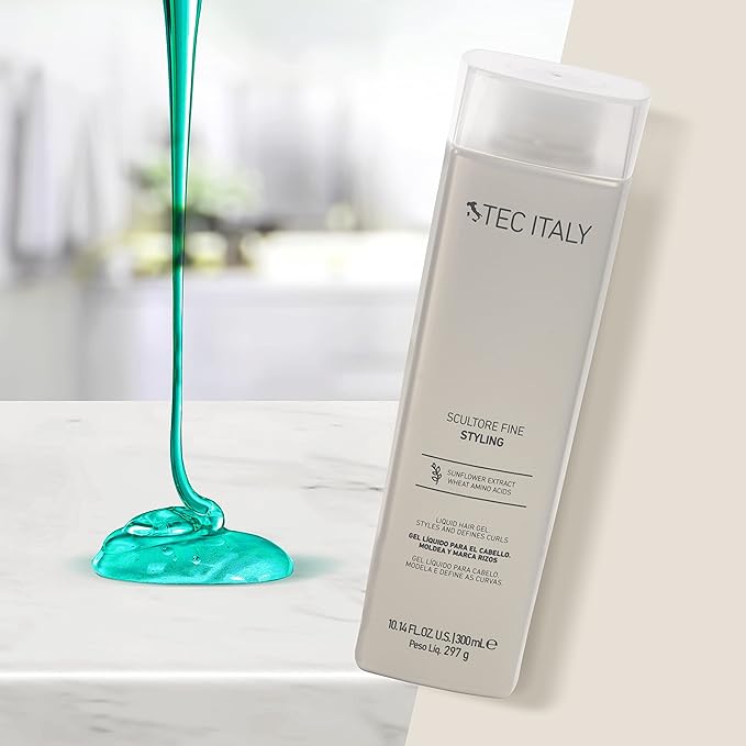 Tec Italy Scultore Fine Liquid Styling Gel 300 ml – Curl Defining Hair Gel – Adds Texture, Shine & Flexible Hold for Natural, Bouncy Curls