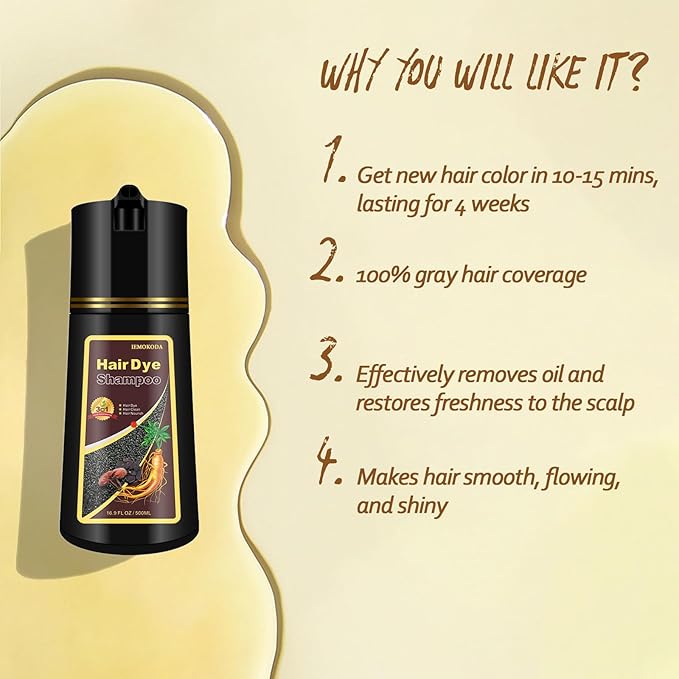 Cherry Brown Hair Dye, Hair Dye Shampoo for Men and Women, Hair Color Shampoo For Home Use, Shampoo Para Canas, Hair Dye Shampoo 3 in 1, 16.9 Fl Oz (Cherry Brown)