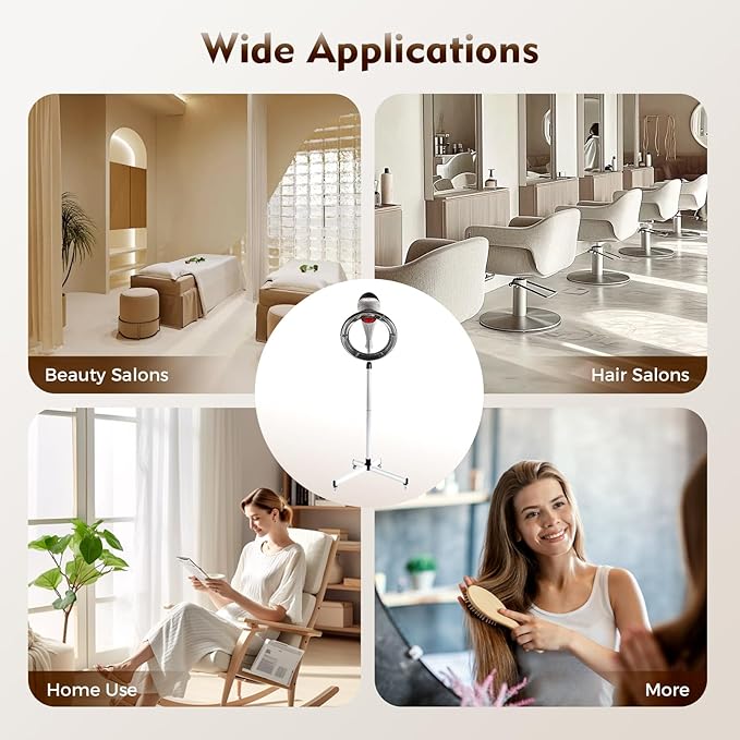 YIYIBYUS Stand Hair Dryer, Professional Orbiting Rotating Hair Processor Hair Dyeing, Oil Treatment, Hair Drying, Heating, Perm Styling for Salon SPA (Grey)