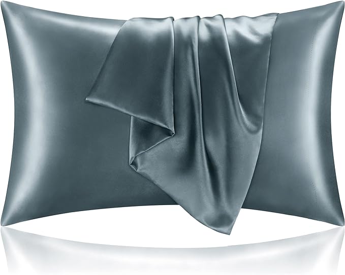 BEDELITE Satin Pillowcase for Hair and Skin, Super Soft and Cooling Similar to Silk Pillow Cases 2 Pack with Envelope Closure, Gift for Women Men(20"x26" Standard Size, Space Grey)