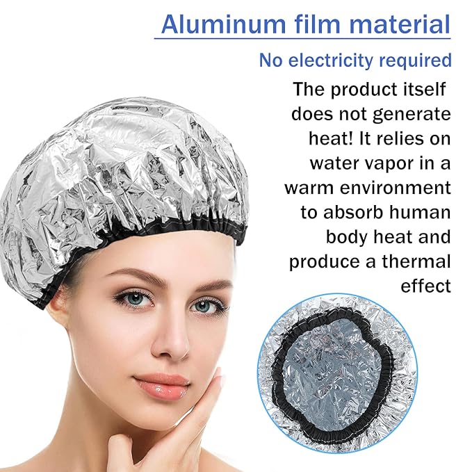 4PCS Aluminum Foil Heat Cap for Deep Conditioning, Waterproof Dustproof Thickened Shower Caps Reusable Heat Cap Processing Caps for Home and Salon Use, Hair Dyeing and Hot Oil Treatment Tools