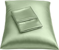 BLISSFORD Satin Pillowcase with Zipper, for Hair and Skin Care, Feels Soft and Cool Like a Silk Pillowcase, Satin Pillow Cases 2 Pack, Slik Pillow Cover, Sage Green - Standard Size - Set of 2