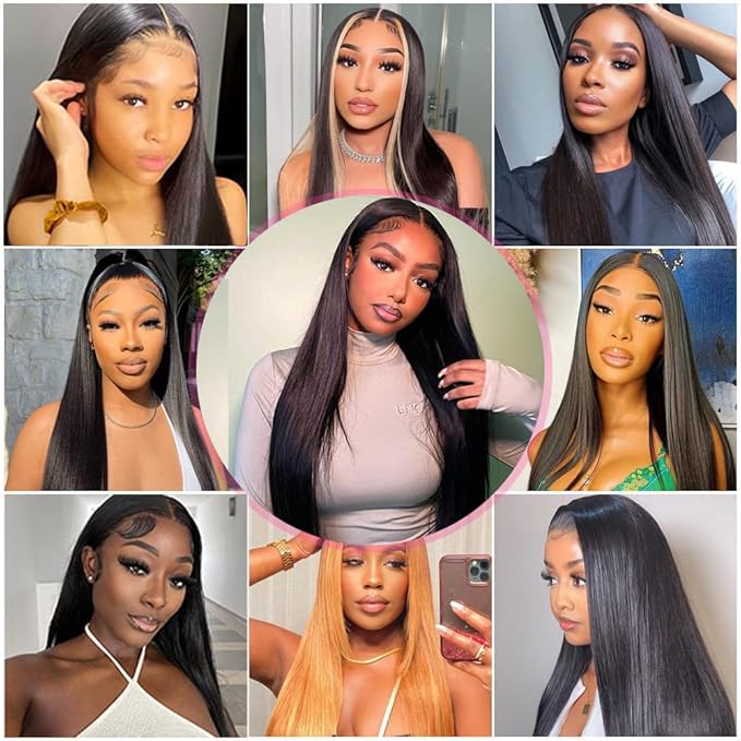 13x6 Straight Lace Front Wigs Human Hair 200 Density HD Transparent Lace Frontal Human Hair Wigs for Women Glueless Wig Pre Plucked 28 Inch