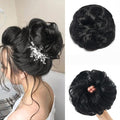 Large Messy Bun Hair Piece Curly Synthetic Extensions Scrunchies Fake Chignon Updo Hairpieces for Women Off Black