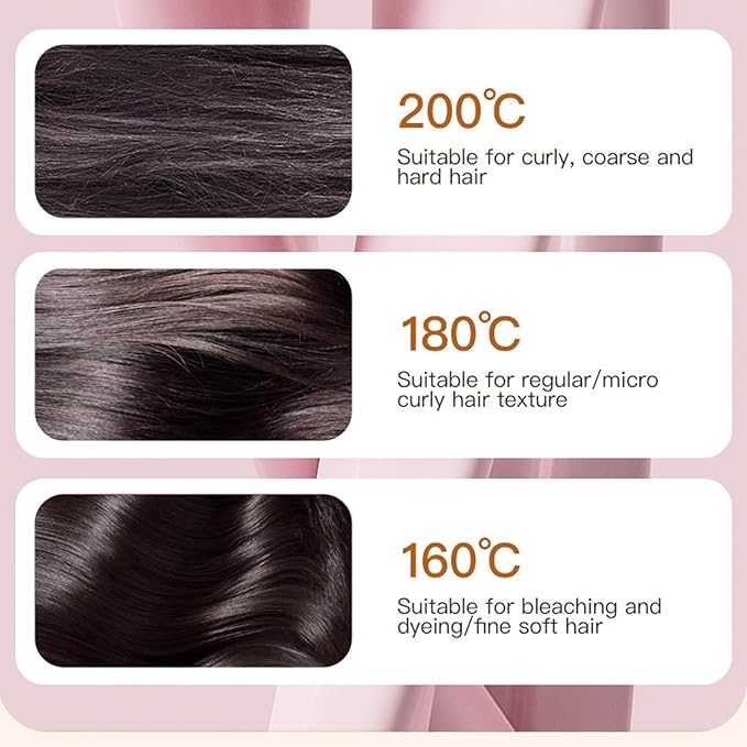 Mini Hair Straighteners, Portable Hair Straighteners Brush, 30s Fast Heating Mini Cordless Straightener with 3 Heat Settings, Rechargeable Hot Comb Heated Hairs Styling Brush, for Home Travel