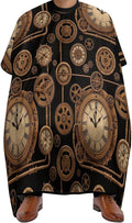 Unisex Vintage Steampunk Clock Hair Styling Cape, Lightweight Salon Cape Apron for Home Stylists, Haircut Tools