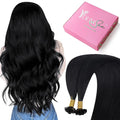 YoungSee K Tip Hair Extensions Black K Tips Human Hair Extensions for Wedding Jet Black 22In 50s/50g