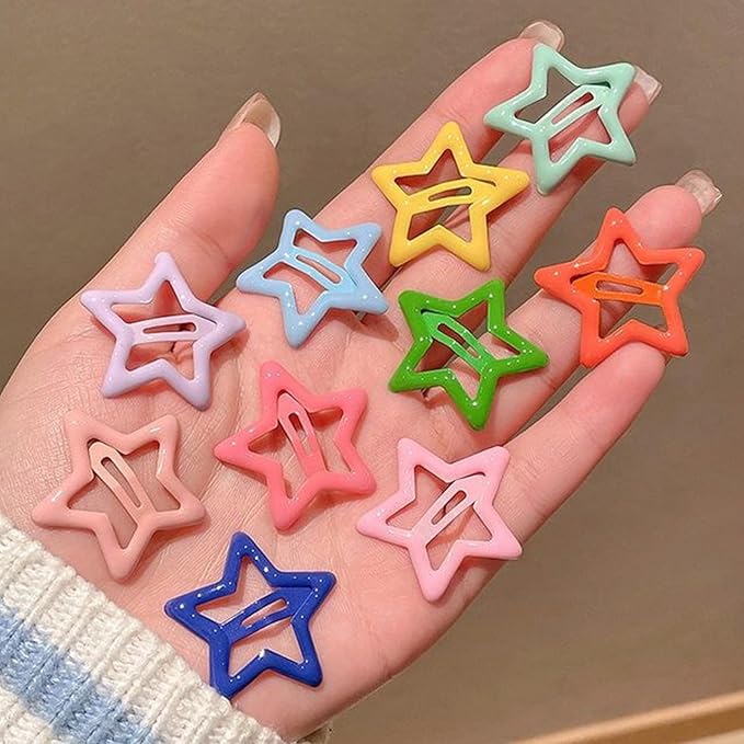 Star Hair Clips Snap Hair Barrettes Non Slip Star Hair Accessories Multiple Colors Metal Hair Clips for Girls Women -100PCS 1.18"