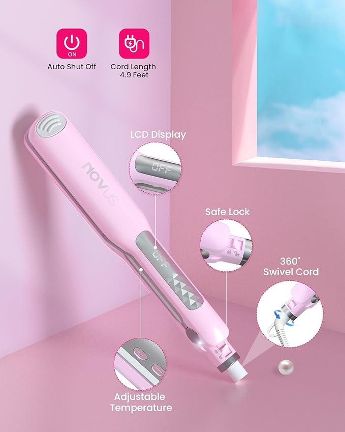 NOVUS Flat Iron Fast Heating Ceramic Hair Straightener Irons with 1.4" Wide Floating Board Adjustable Temperature alisador de Cabello Negative Ions Straightener