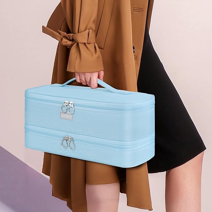 Travel Carrying Case Compatible with Shark Flexstyle/FlexFusion/Hair Dryer,Double-Layer Hair Hot Tools Storage Bag Fits for Dyson Airwrap Styler/Supersonic Hair Dryer and Attachments,Blue-Bag Only