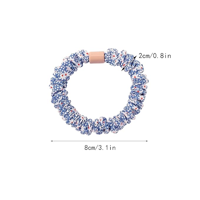 Hair Ties Scrunchies - Small Mini Scrunchy for Women Thick Hair Accessories Cute Soft No Slip Hair Elastics Ponytail Holder for Curly Hair No Damage Hairties Gift for Girls Blue Set