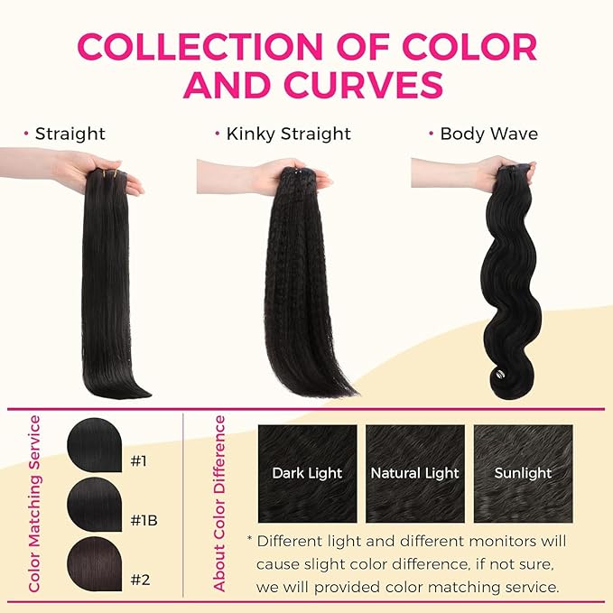 Lashey Seamless Clip in Hair Extensions Human Hair #1 Jet Black 22 Inch 110g 7pcs Kinky Straight Human Hair Clip in Hair Extensions with Soft PU Weft