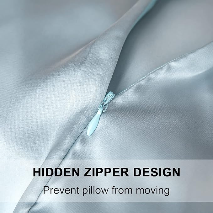 2 Pcs Mulberry Silk Pillowcase for Hair and Skin,Cooling Silk Pillow Case with Hidden Zipper,Allergen Proof Dual Sides Soft Breathable Smooth Silk Pillow Cover for Women.(Standard-2PCS,Aqua Blue)