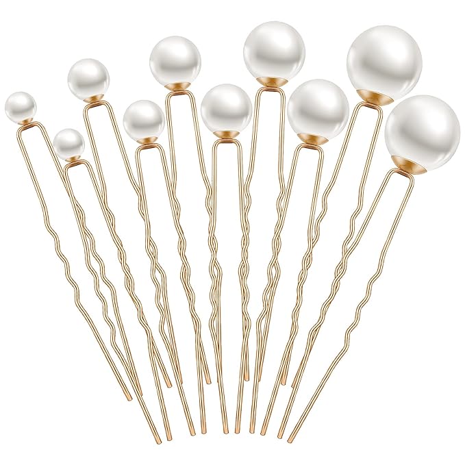 32 Pieces Wedding Pearl Hair Pins Bridal Pearl Rhinestone Hair Accessories U Shape Barrette for Bride Bridesmaid Women(Gold)