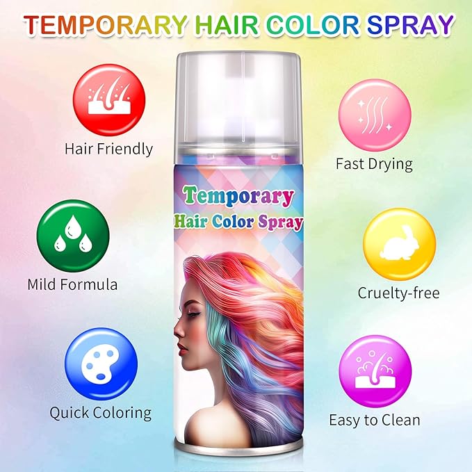 Red Hair Spray Color Temporary,One-time Use Washable Hair Dye,Cruelty-free Hair Spray for Christmas Halloween Cosplay,120ML (Red）