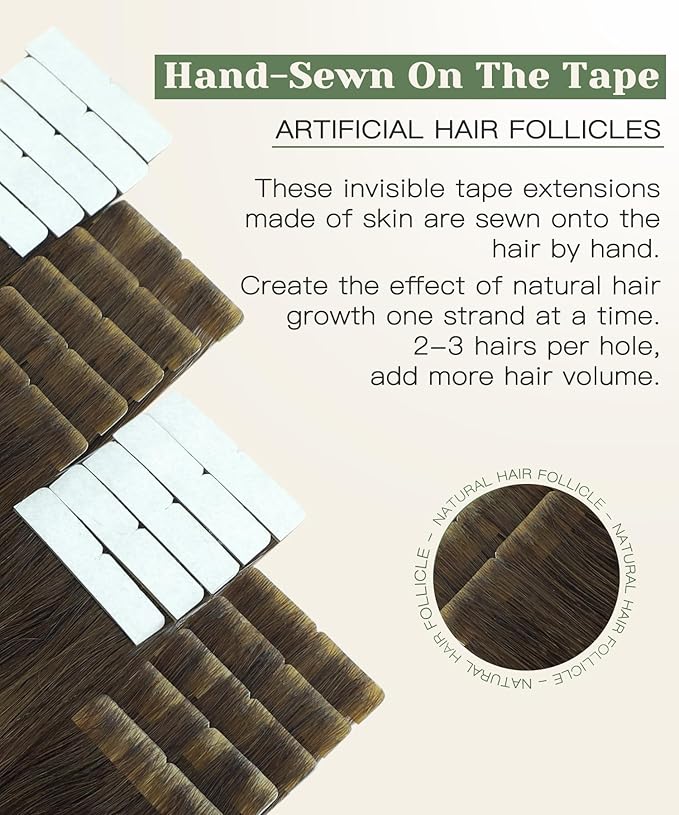SURNEL Injected Tape in Hair Extensions 14 Inch Chocolate Brown to Caramel Blonde Seamless Invisible Tape in Extensions Human Hair 20 Pcs 30g(#4274,14)