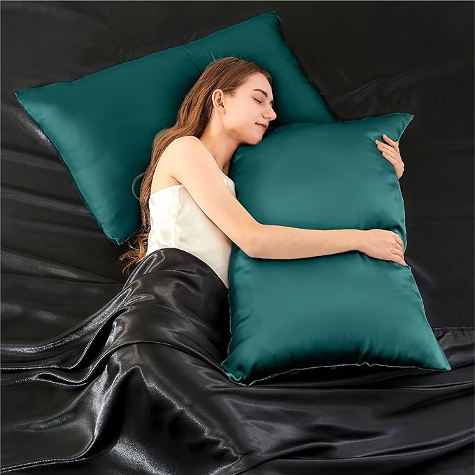 INFIIXSO Mulberry Silk Pillowcase for Hair and Skin, Silk Pillow Cases King Size with Hidden Zipper 20x40 Inches, Super Smooth and Soft Cooling Pillow Cases for Hot Sleepers(Teal, 1 Pack)