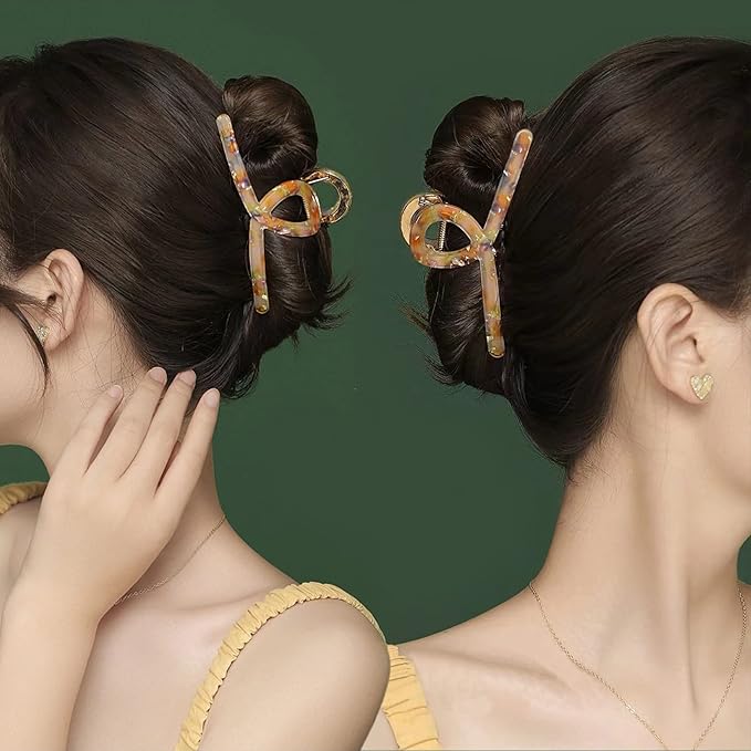 Big Butterfly Hair Claw Clips - Acetate & Metal 4.7" Large Hair Accessories for Women & Girls - 3 Pcs